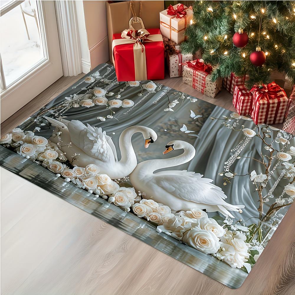 

1 шт. Кухонные коврики против усталости Элегантный лебедь цветочный Водонепроницаемый нескользящий Толстый амортизирующий кухонный коврик Сверхпрочный комфортный коврик для стояния для кухни 160*200cm