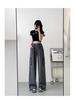 Women's Gray High Waist Cargo Pants - 2025 Spring/Summer, Lightweight, Wide-Leg, Casual American Style