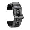 BINLUN Canvas & Leather Watch Band Replacement, Quick Release, Breathable, Outdoor-Friendly, 5 Sizes (18/20/22/24mm), 6 Colors, Black Buckle (Gray, 22