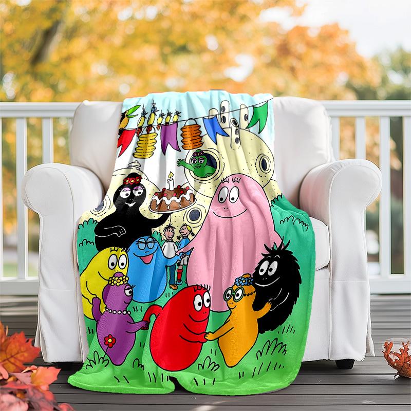 Barbapapa1 printed throw blanket—lightweight,soft,warm;versatile blanket for all seasons—perfect as &air-conditioning throw,nap blanket