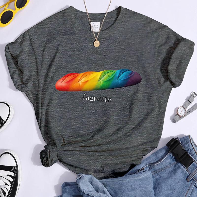 Fun Baguette Faguette LGBT Tshirts Women Men Short Sleeve Lesbian Bisexual Streetwear Fashion Crewneck GAY Trend Tshirts