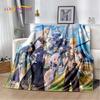 Genshin Impact Cartone Animato Gioco Coperta Morbida di Peluche, Coperta di Flanella Coperta da Lancio per Soggiorno Camera da Letto Letto Divano Copertura da Picnic Bambini