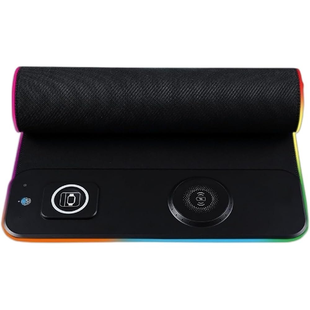 15W large desk mat, customizable colors for phones and smartwatches, gaming mouse pad with fast c...