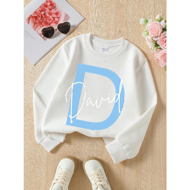 David Signature Design Girls' Crew Neck Fashion Sweatshirt, Autumn and Winter Western Style Top, Children's Long Sleeved T-shirt,