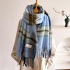 Classic Tassels Warm Stripe Shawl Thickened Blanket Scarf Cozy Wrap Scarf  Autumn Winter