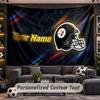 Wall Hanging Tapestry Custom NamePittsburgh Steelers Pattern Personalized Printed Fabric Wall Decor