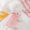 Spring Summer Doll Collar Cherry Embroidery Puppy Dog Dress Princess Wind Cat Skirt Pet Two-legged Dog Dress