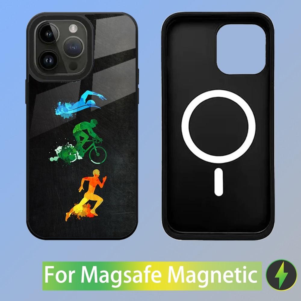 Triathlon Schwimmen Radfahren Laufen Tri Life Handyhülle Für iPhone 15,14,13,12,11,Plus,Pro,Max Mini Magsafe Magnetisches Kabelloses Laden
