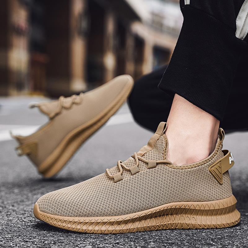 Autumn and winter new casual sports men's shoes fashionable fly-woven breathable white shoes lightweight large size shoes