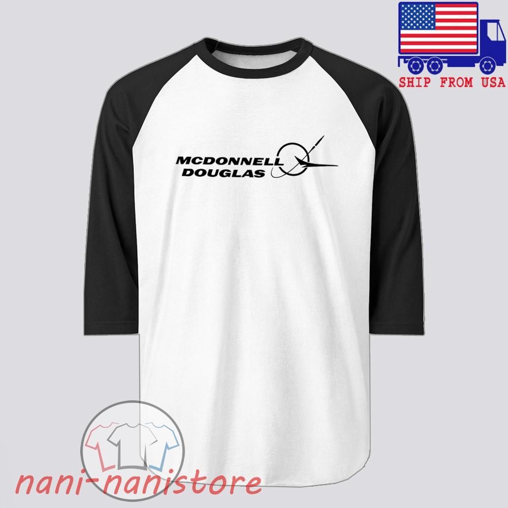 Mcdonnell Douglas Aerospace Men#039;s Raglan Black Size S2XL Unisex T-Shirt XXXXL