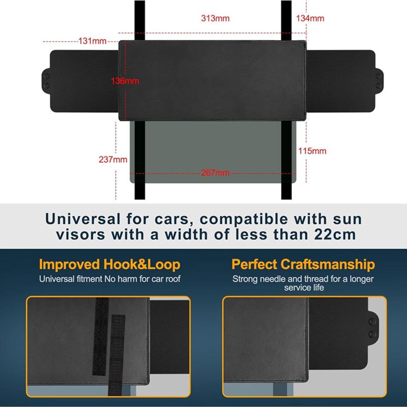 Car Sun Visor Extender, Polarized Anti Glare Sun Blocker Visor Extension Attachment HD Vision Day Night Safe Driving Auto SUV