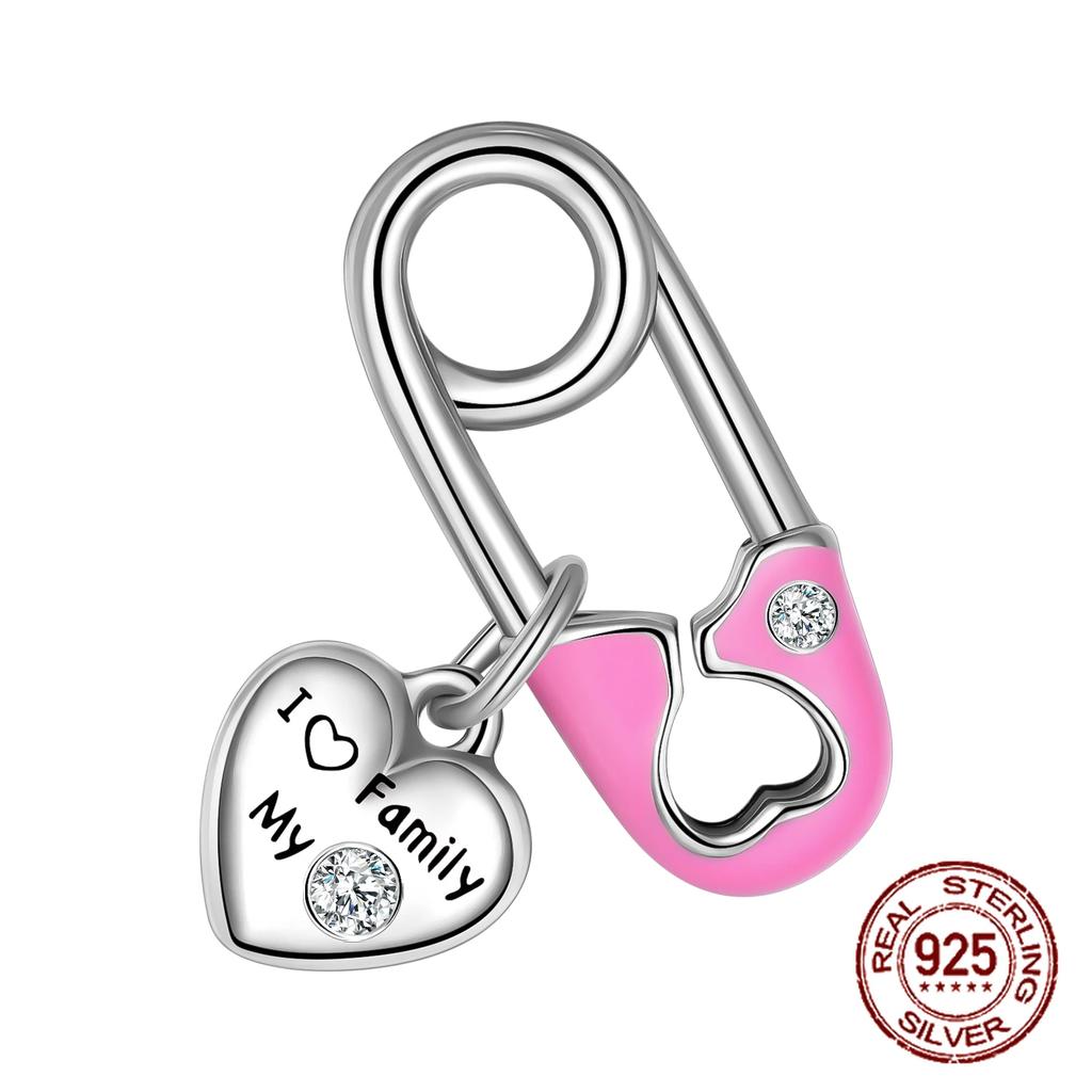 Copper Love Pink Mom Bear Travel Beads Fit Charm Bracelet For Women Fine Jewelry Making