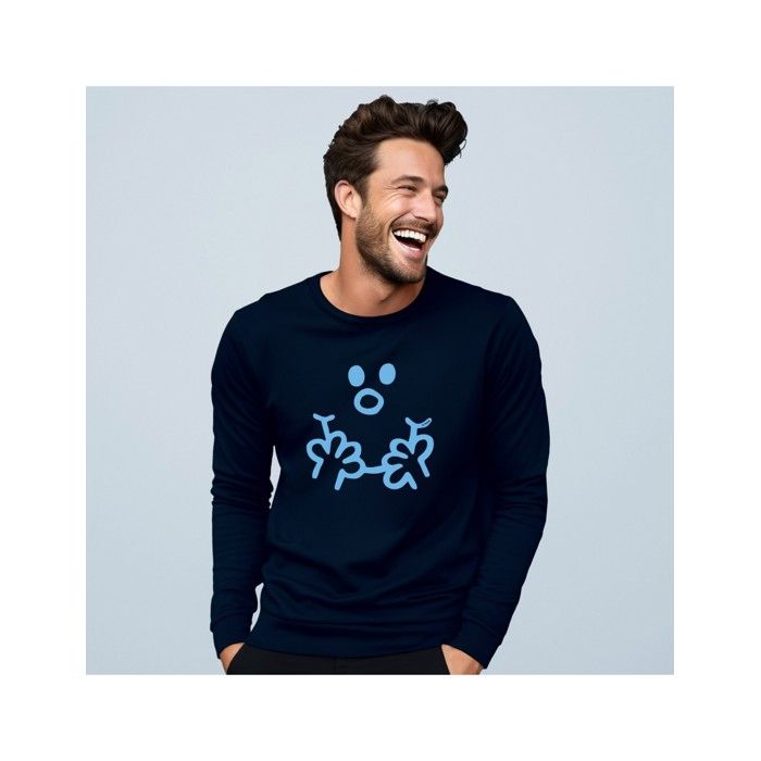 Monsieur Madame - Sweat homme avec visage Bleu XL
