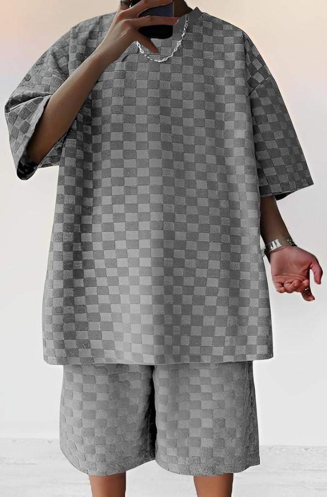 Stilvolles Set Oberteil und kurze lässige Crew Hüft-Crew grau grau [Aspersio] oben, unten, Ärmel, Shorts, B-Stil, Jersey, Kleidung, Herren-Training, T-Shirt,