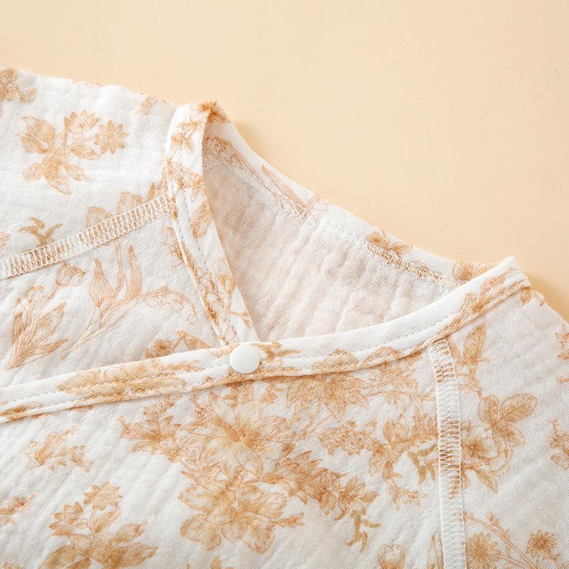 Baby Cotton One-piece Short-sleeved Cotton Yarn Triangular Fart-wrapped Romper Spring and Summer Thin Children's Fart-wrapped with Bib Clothes