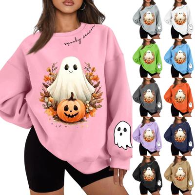 Unisex Halloween Print Langarm Pullover Sweatshirt, Leichtes Lässiges Oberteil für Herren und Damen