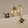 3PCS Fashion Gold Plated Chain Zircon Hanging Earrings Set for Women Stainless Steel Punk Flower Dangle Earring Piercing Jewelry