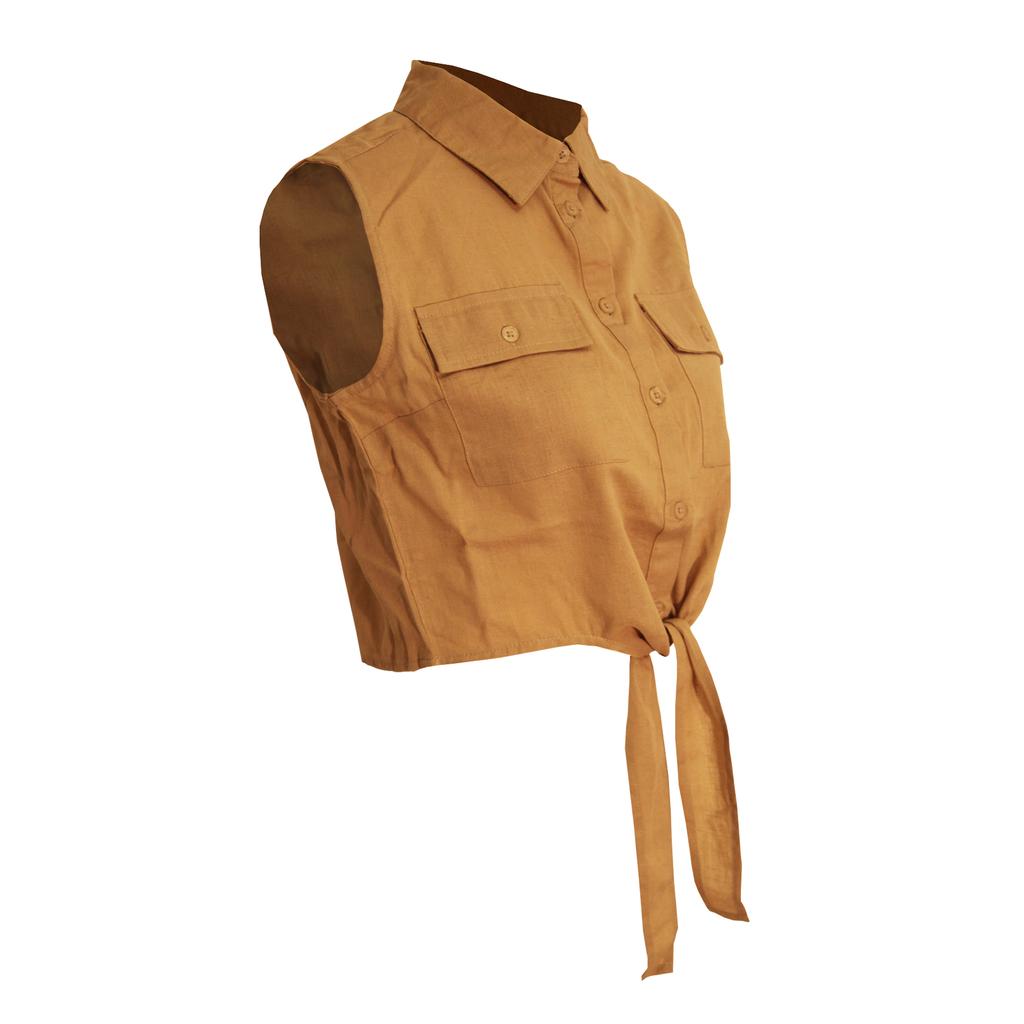 BRAVE SOUL Damen-/Damen-Elizabeth-Hemd mit vorn gebundenem Crop-Top