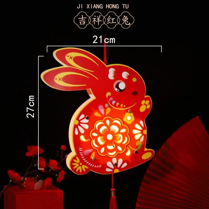 Mid Autumn Festival Home Dec High Quality Children'S Jade Rabbit Lantern DIY Mid-Autumn Festival Paper Lanterns With LED Lights