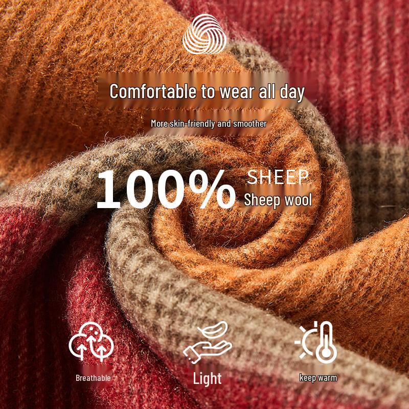 Hengyuanxiang Unisex Pure Wool Scarf