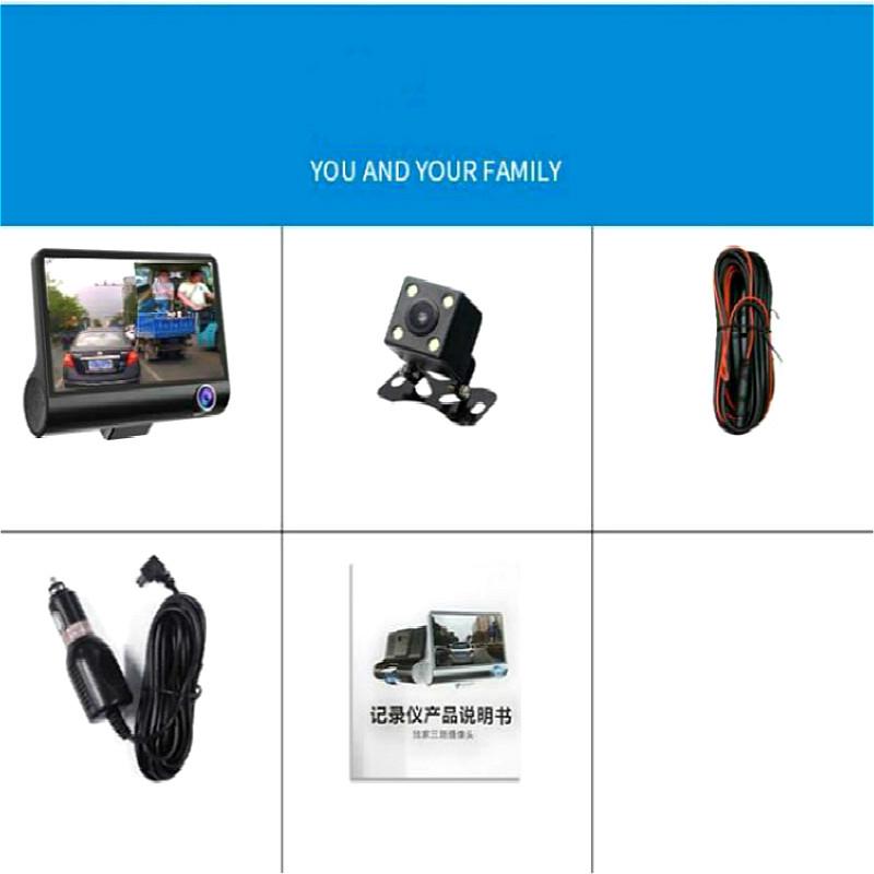 HD Car DVR 2/3 Camera Lens 4.0 Inch Rearview Mirror Dash Cam Camera Video Recorder Stream Media Player