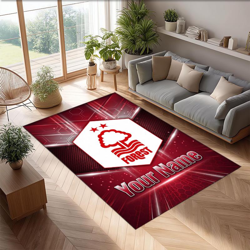 Nottingham Forest FC Bedruckter Kristall-Samtteppich Rutschfester Kristall-Samtteppich Für Sofa Schlafzimmer Innenbereich Heimdekoration