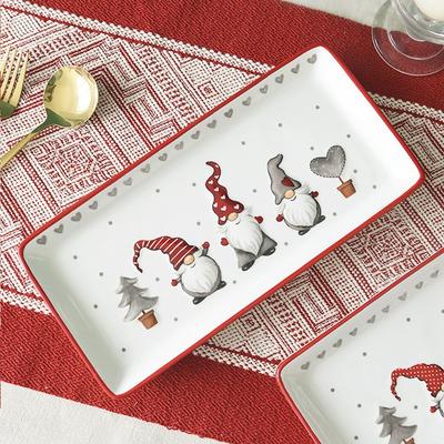 Rechteckiger Keramik-Speiseteller Weihnachtsteller Weihnachtsmann-Muster Nachmittagstee Desserttablett Küche Steakteller Geschirr