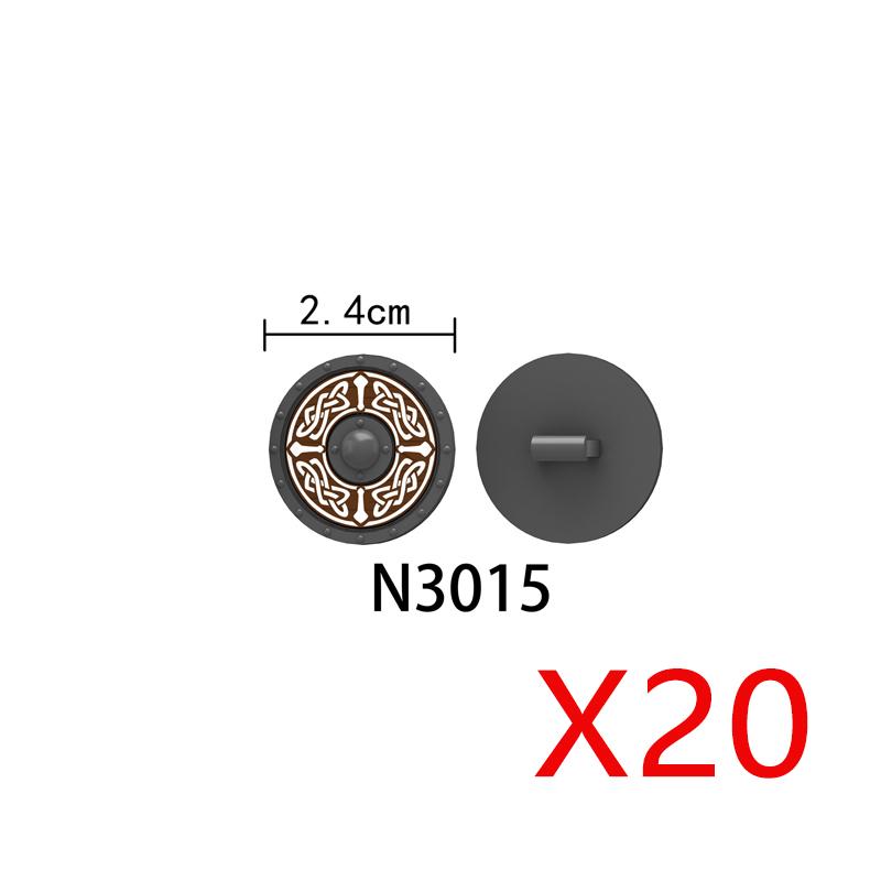 MOC Mittelalterliche Bausteine Charakter Ritter Krieger Zubehörset Helm Schulterrüstung Schild Bogen Pfeil Stein Geschenk Spielzeug X022