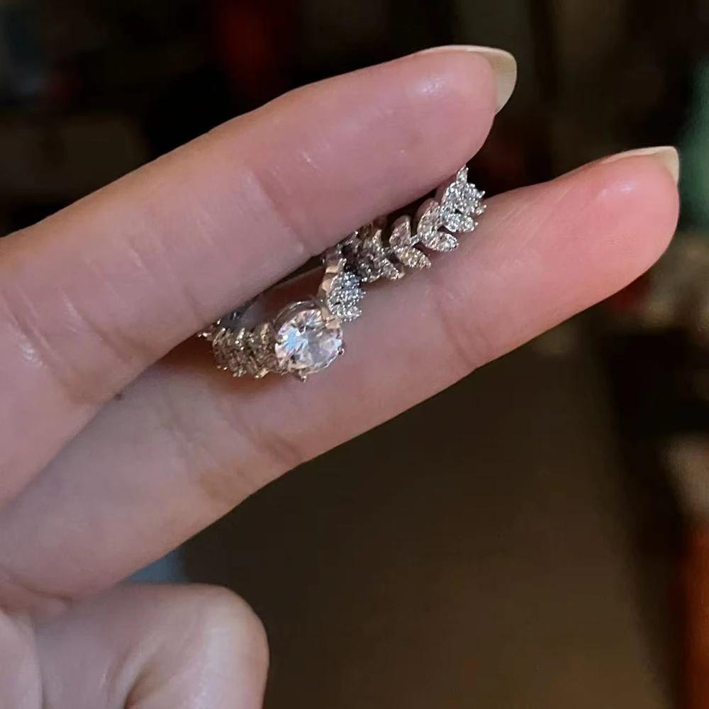 Copper Crystal Leaves Earrings Clip for Women Shiny Round Zircon Ear Clip Personality C-Shaped Earcuff Fake Piercing Jewelry