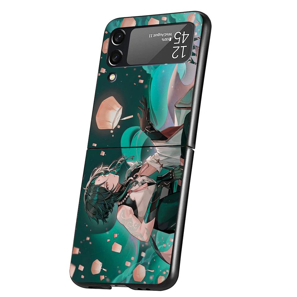 Xiao Genshin Impact Cover Phone Case For Samsung Galaxy Z Flip 7 6 5 4 3 5G Flip7 Flip6 Flip5 Flip4 Flip3 Black Fundas Shell Gal