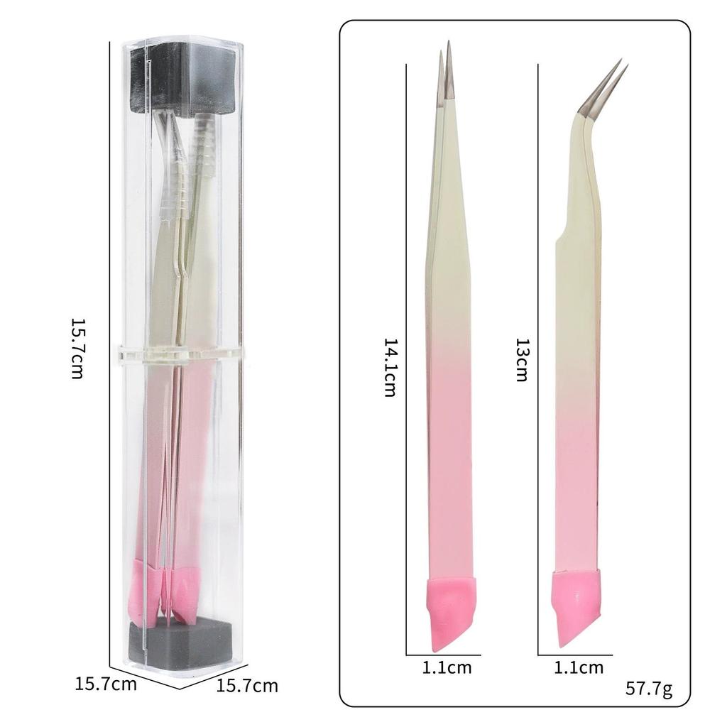 Multifunctional Double-Ended Nail Tool: Tweezers & Silicone Pressing Stick for Nail Art