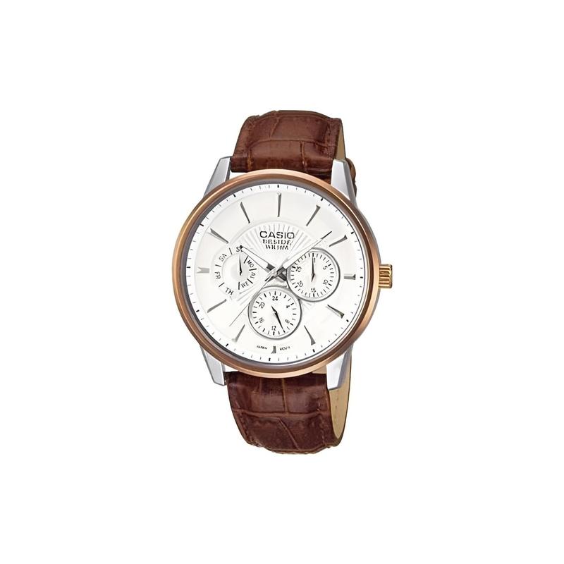 

Casio Fashion and Casual Quartz Movement Leather Strap Japanese and Korean Watch Men s Watch White Dial BEM-302L-7A белый