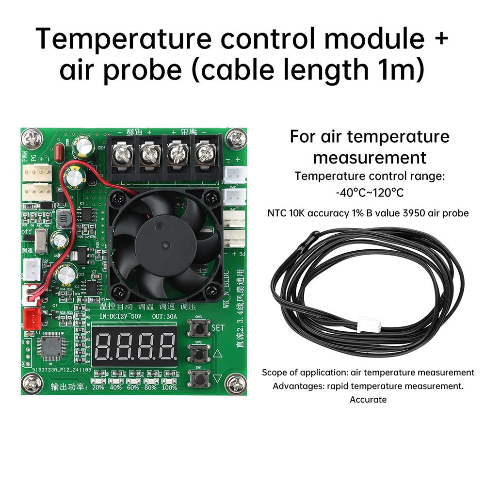 2/3/4-Draht Lüfterregler PWM Geschwindigkeitsregler Universelle Spannungsregelung Temperaturregelung mit NTC-Sonde & LED-Anzeige DC 12-50V