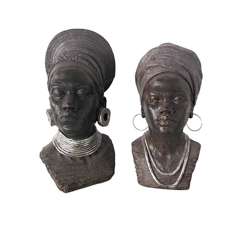 Tribal Black Figurine Resin Ornament for Home and Porch Display