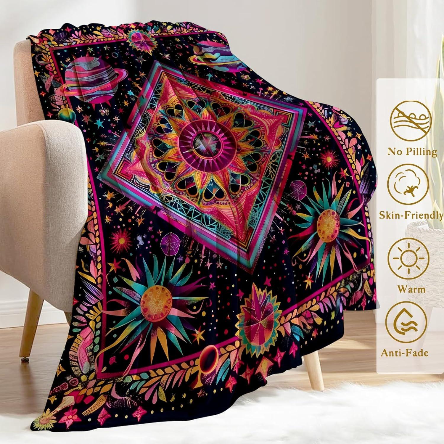 

1PC Halloween Throw Blanket Cute Ghost Skeleton Bats Cats Crow Thin Blanket Gifts for Couch Bed Car Home Camping all season use 30x40in