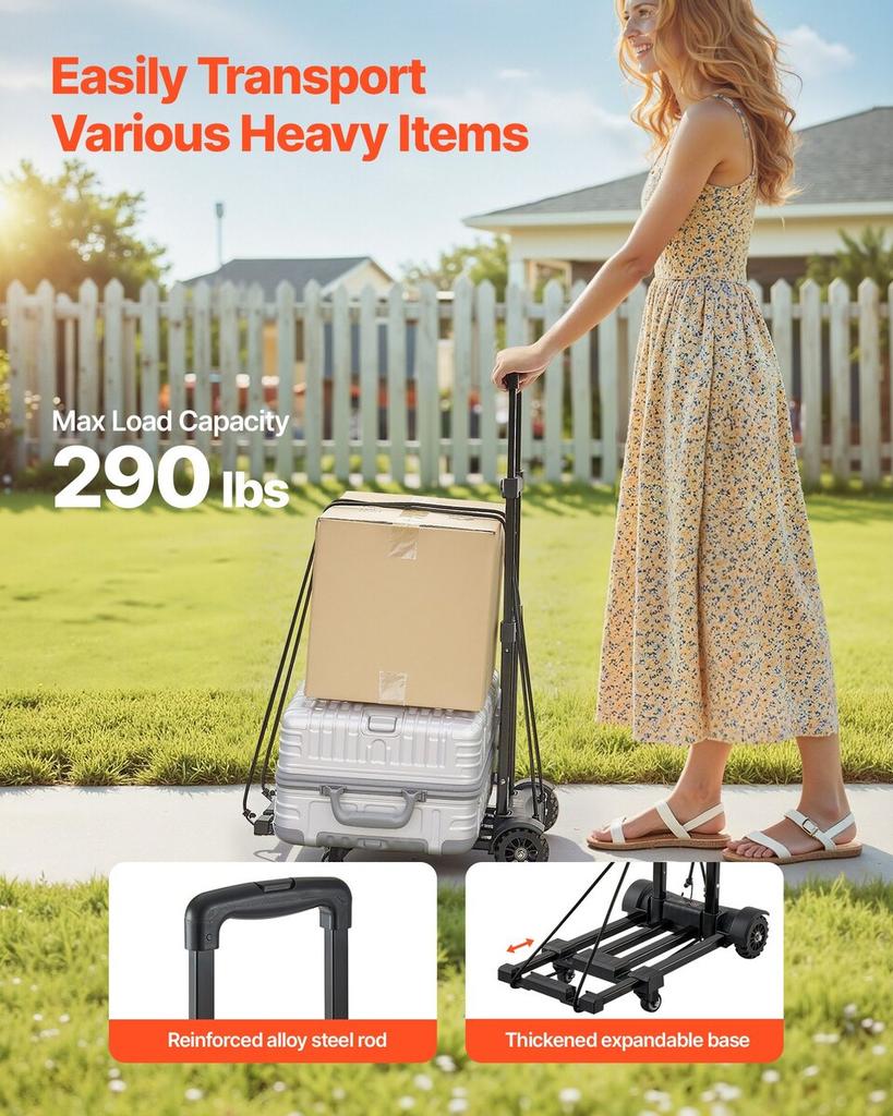 Folding Hand Truck 290 lbs Platform Cart Dolly Trolley Cart for Moving