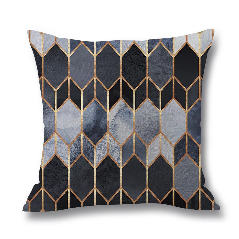 Home Colorful Geometric Digital Print Pillow Linen Cushion Waist Pillow Cover