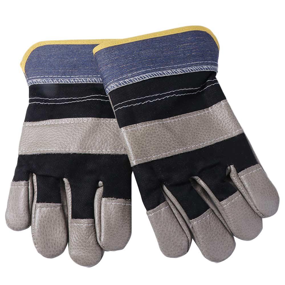 1 Pair Thickened Leather Work Gloves Abrasion Resistant Welder Gloves Metalworking Gardening
