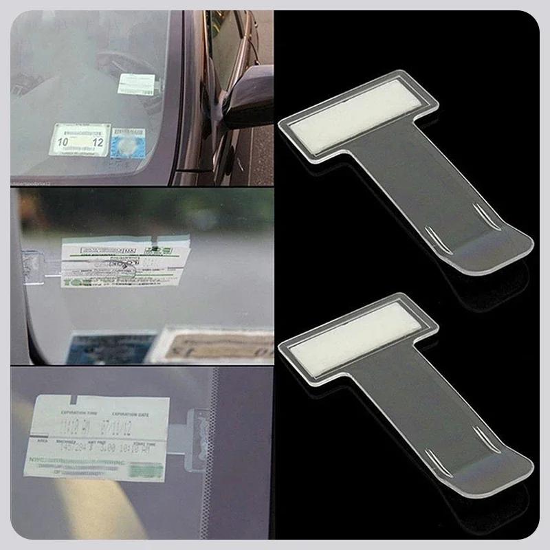 Car Window Fastener Stickers Plastic Ticket Holder Transparent Temporary Parking Business Card Holder Car Interior Accessories