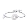 Bransoletka damska ze srebra próby S925 z białym chalcedonem i zapięciem zabezpieczającym - Ekskluzywna biżuteria wysokiej klasy, Idealna na prezent na Qixi Walentynki