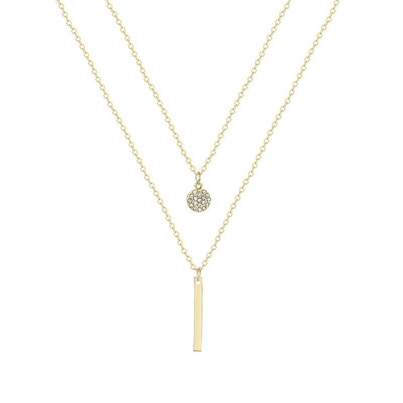 

Геометрическое двухслойное ожерелье с подвеской-бриллиантом - Модный европейский и американский стиль