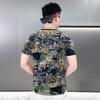 Ice Silk Printed Short Sleeved T-shirt for Men in Summer Thin and Breathable Top for Youth Casual and Sports Hollowed Out Half Sleeved Base Shirt