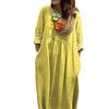 Green Loose Fit Long Dress with Pockets, Casual Flowy Maxi Dress In Multiple Colors