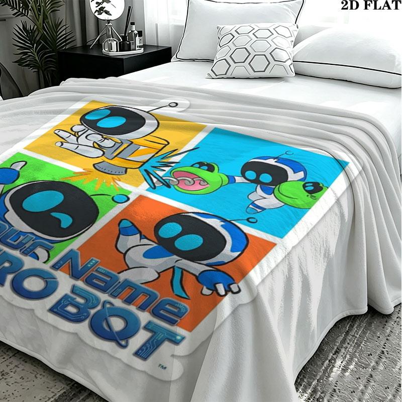 1PC ASTRO BOT Custom Name Patterned Flannel Blanket Suitable For All Seasons for Home Decor Warmth and Comfort Gifts Holiday Present