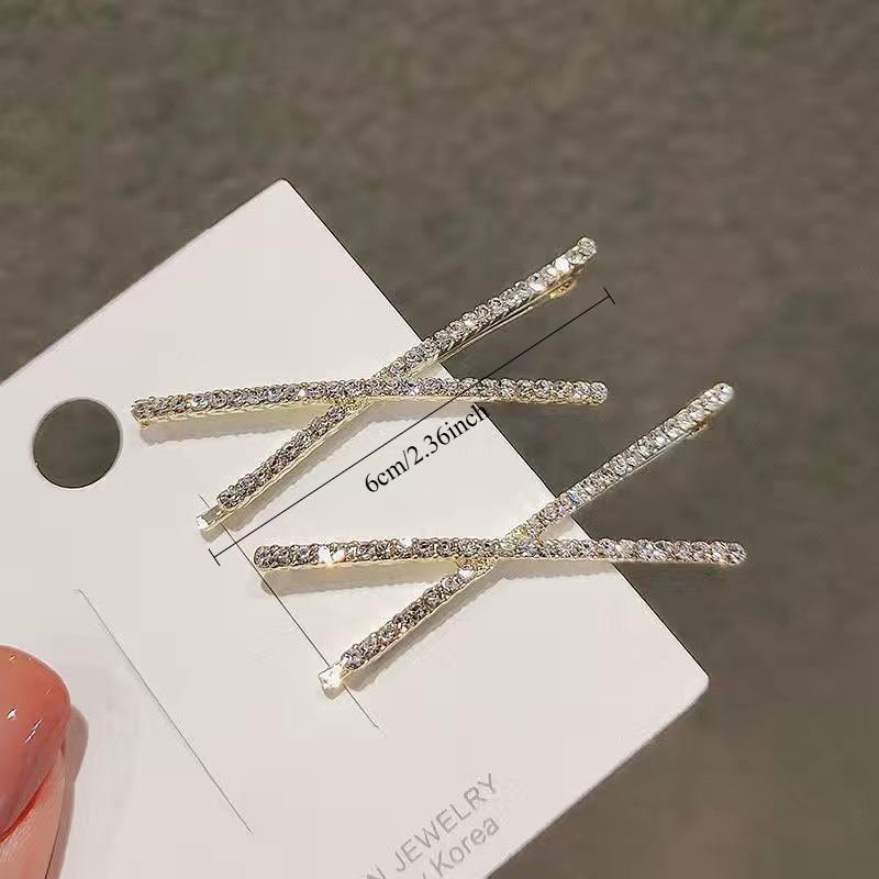 4 Stück Glitzernder Diamant Ein Wort Clip Gold Silber Haarspange Seite Gebrochene Haarspange Temperament Dekoration Haarschmuck