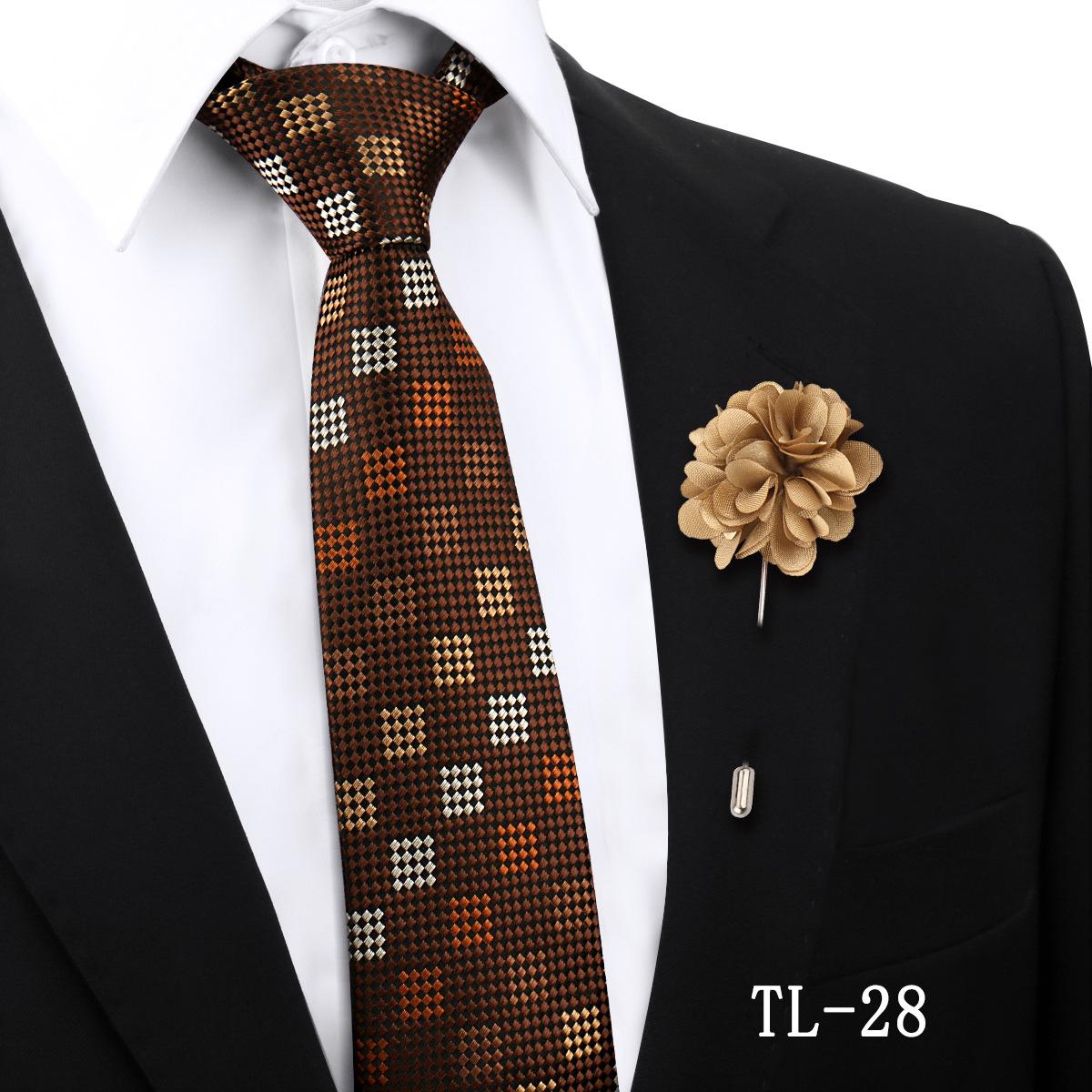 European Paisley Stripe Men s Tie & Brooch Set - 7.5cm, Professional Wedding & Business Style