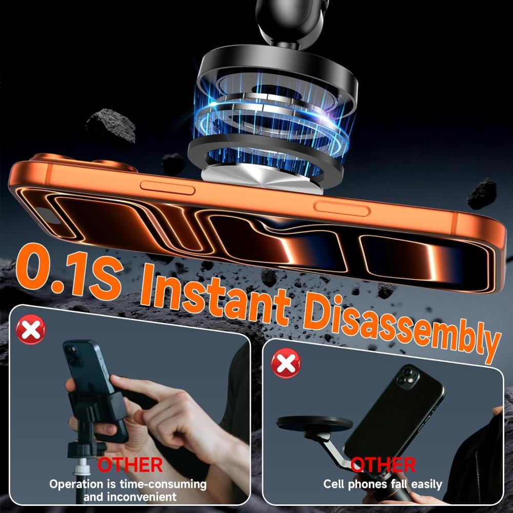 5-Axis Magnetic Phone Tablet Stand 360° Horizontal Rotation Secure Adhesion Portable Office Stand with Height Adjustment 7