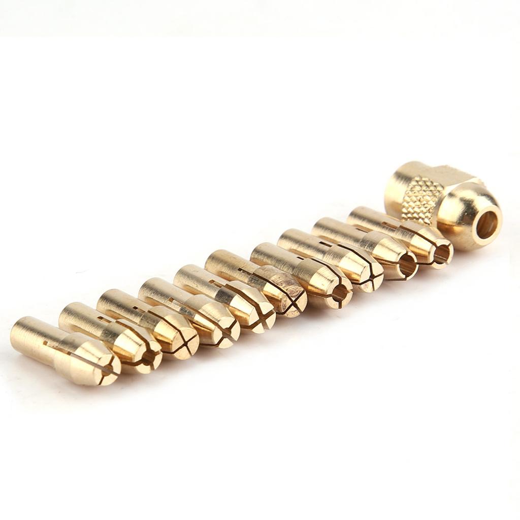 11pcs 4 jaw Copper Drill Chuck Collet Set for Mini Electric Grinder Rotate Tool 0.5 3.2mm