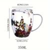 350ml Double-Walled Glass Coffee Mug with Flowers Inside Quicksand Heat Insulated Cup for Espresso & Drinks