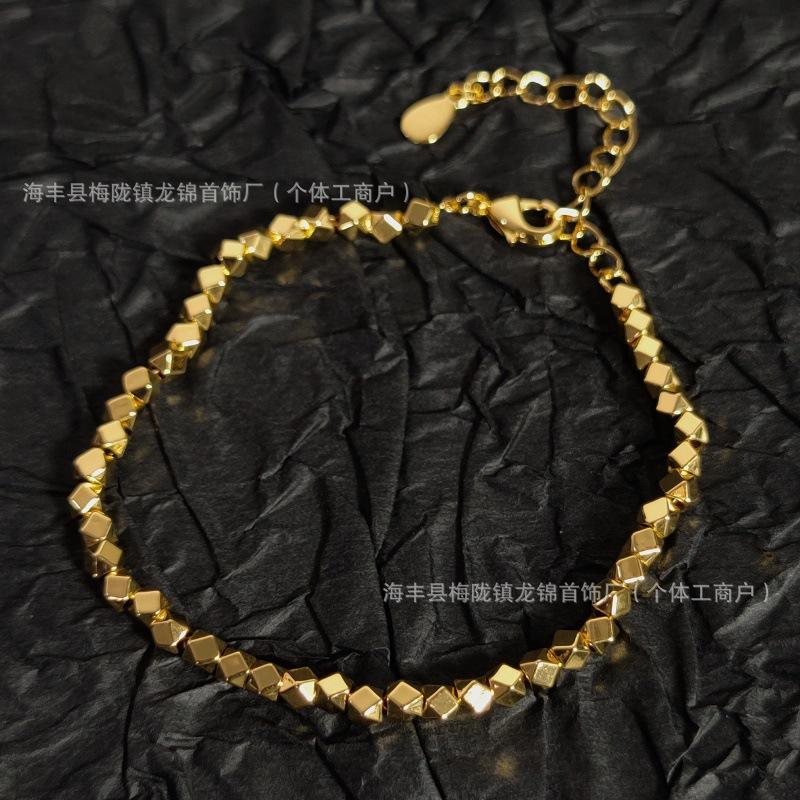 

Broken Silver Necklace, Niche Design Sense, Rhombus Small Broken Silver Collarbone Chain, Cold Wind Broken Silver Bracelet